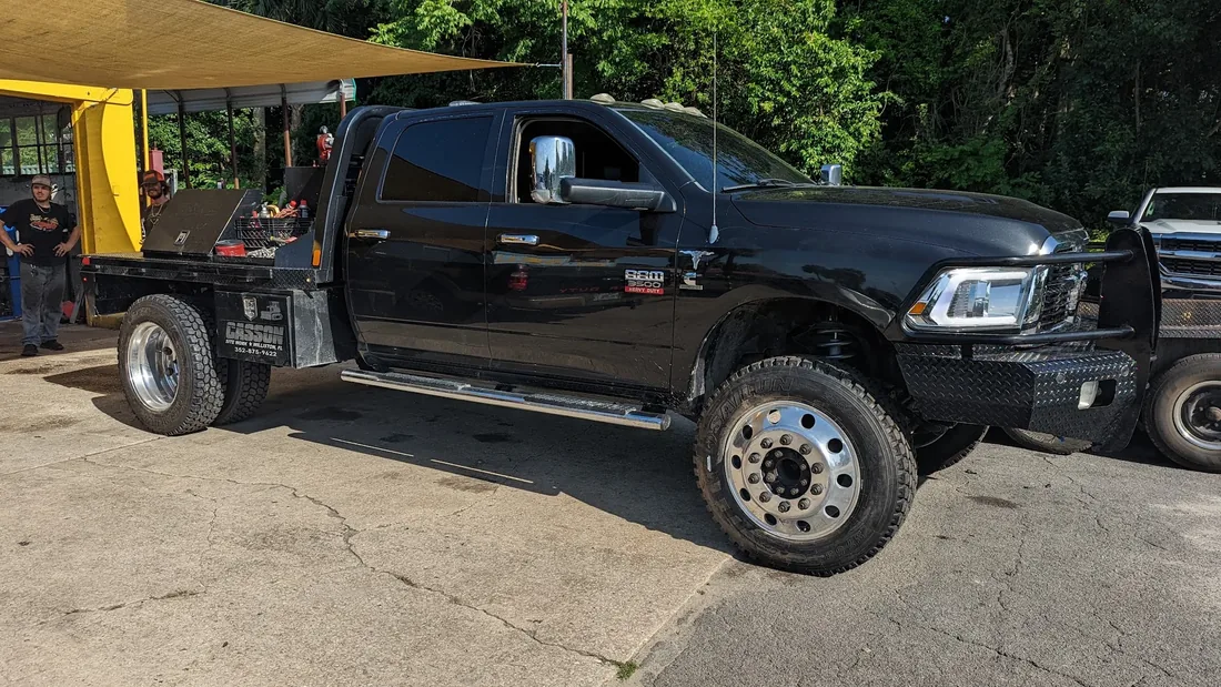 Black Ram flatbed dually at Myhree Motors
