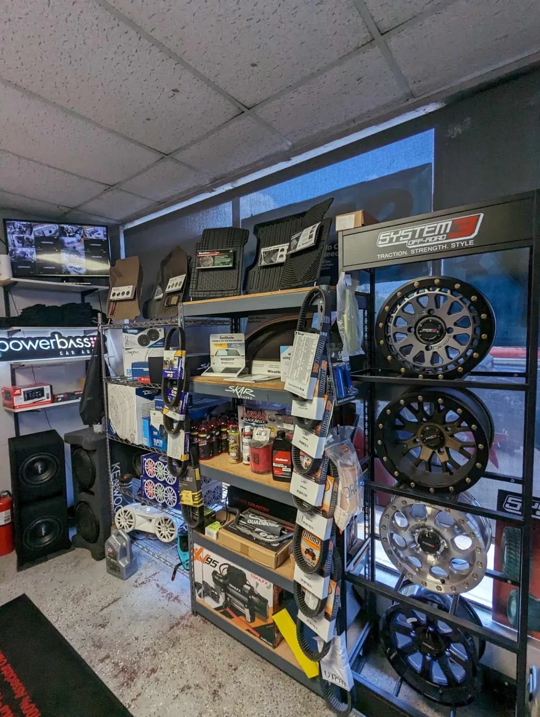 Wheels on display in the showroom
